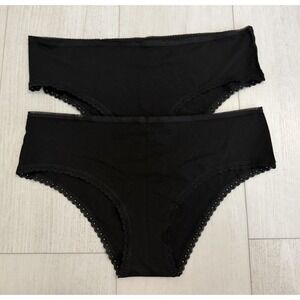 Pact Low-Rise Lace Cheeky Hipster 2 Pack Sz XXL Black